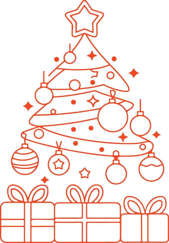 Beautiful Christmas Tree Illustration Art vector