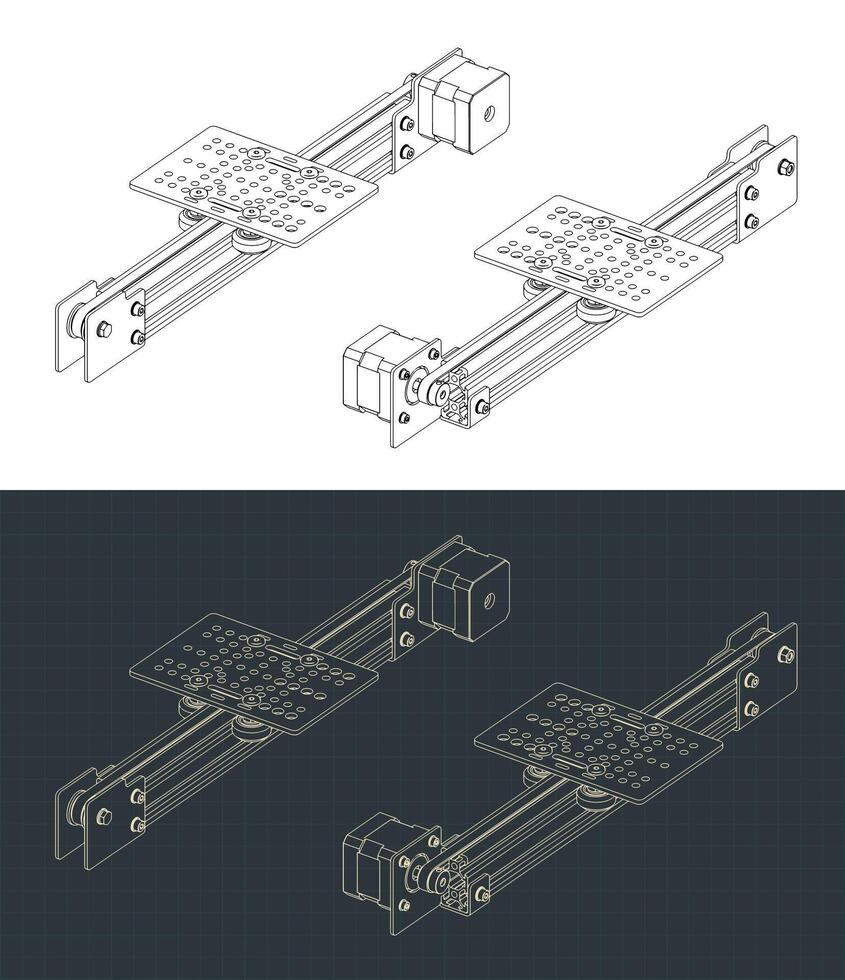 Belt driven linear actuator blueprints vector