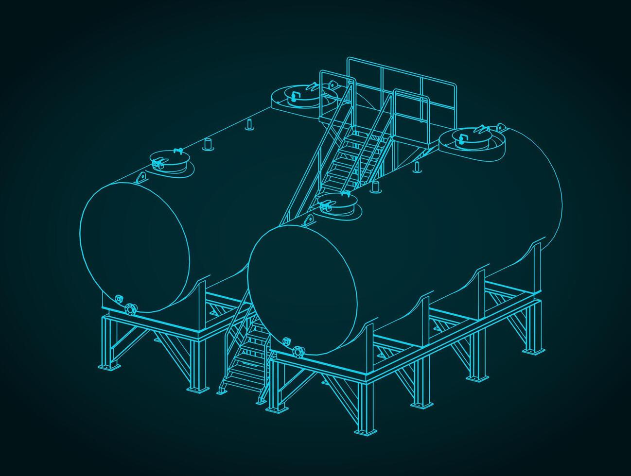 Petroleum tanks isometric blueprints illustration vector