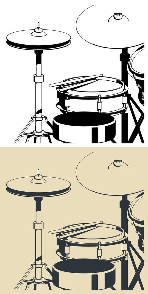 Drum kit close-up vector