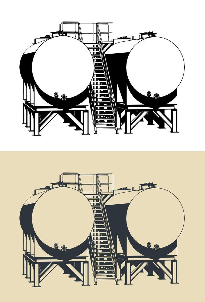 Oil tanks illustrations vector
