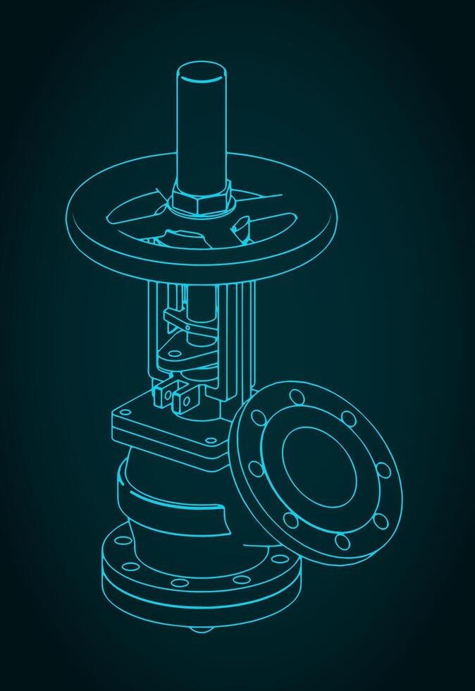 Tank bottom valve blueprint vector