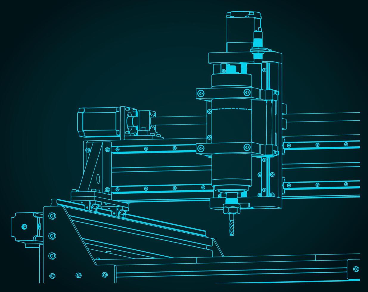 CNC Router sclose up illustration vector
