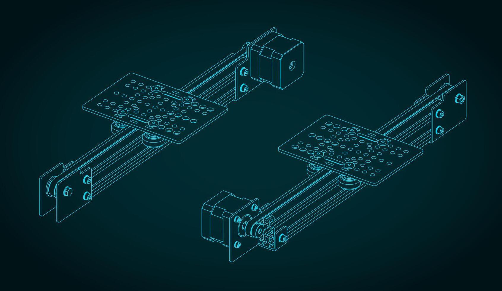 Belt driven linear actuator drawings vector