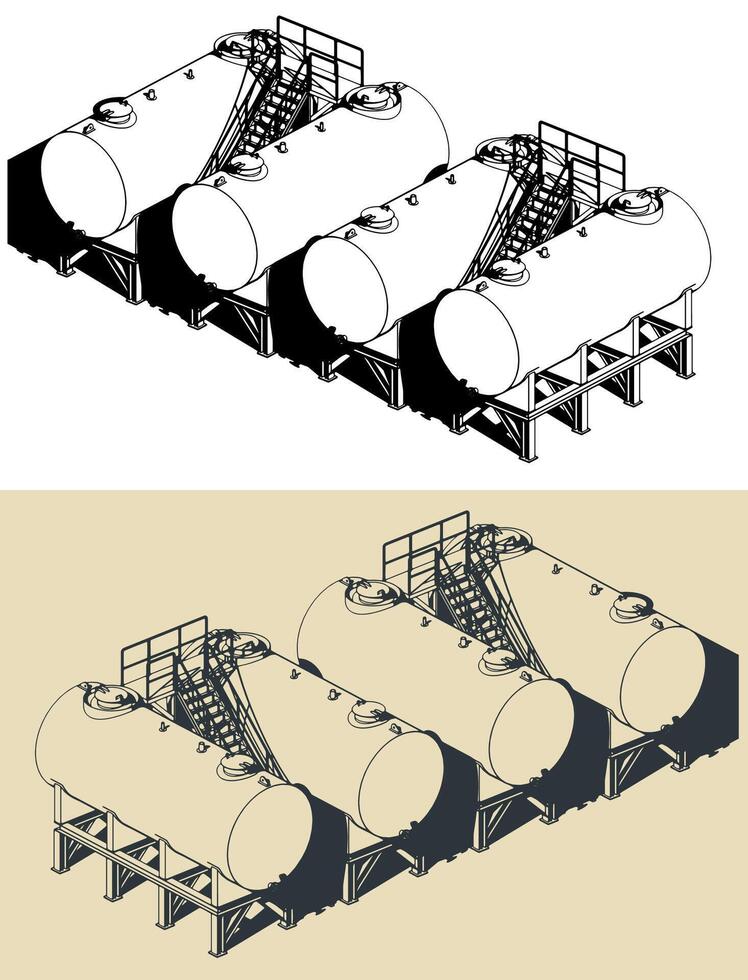 Petroleum tanks isometric illustrations vector