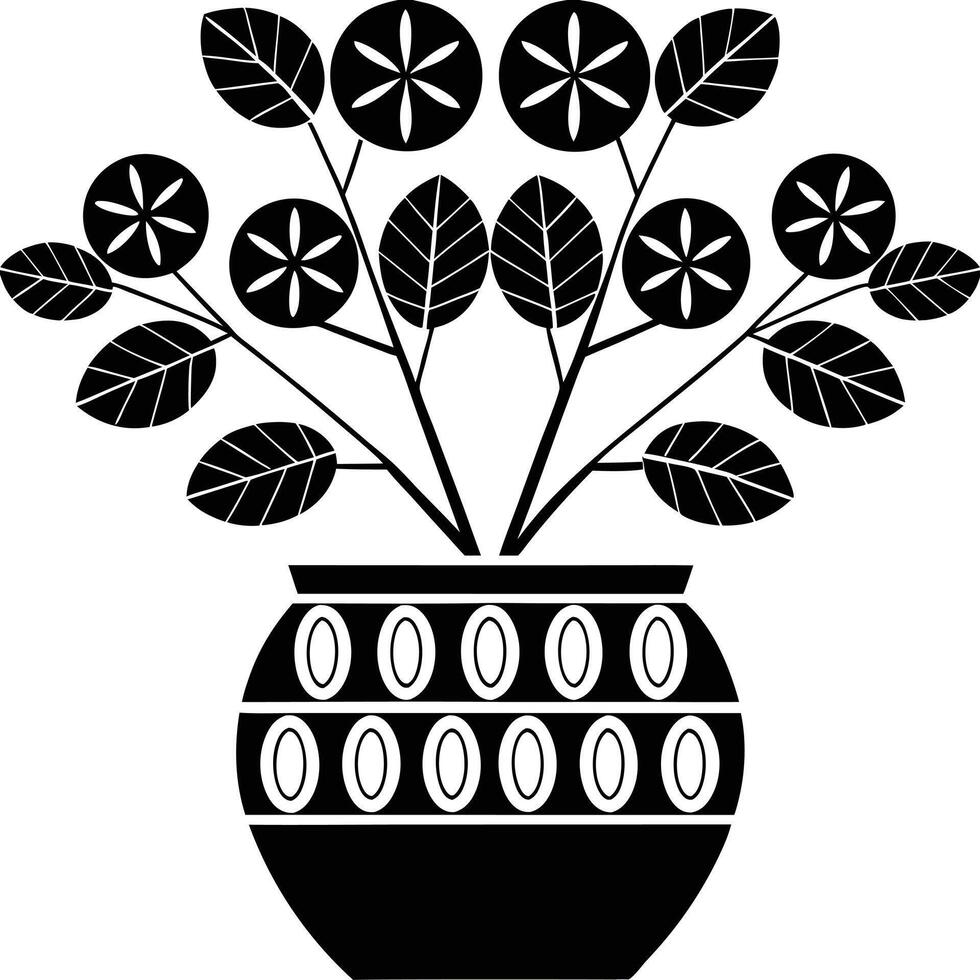 Flower's black and white unique decorative floral silhouette. vector