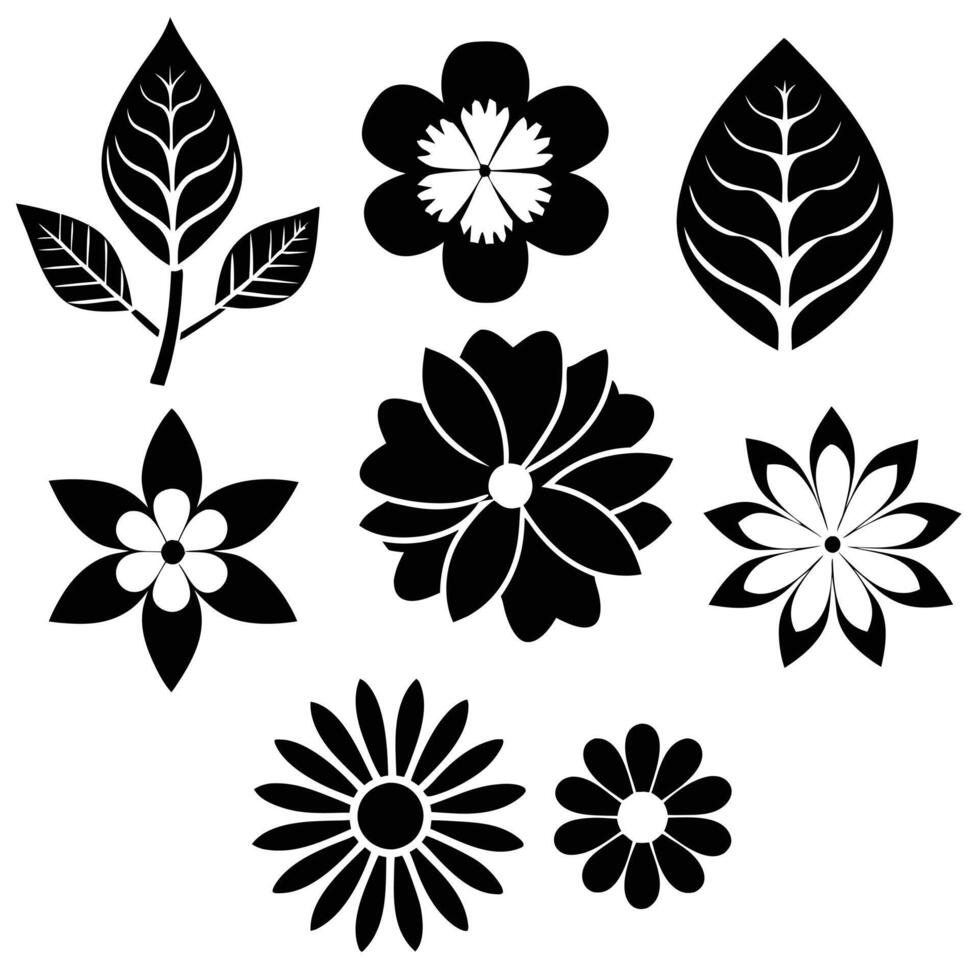 Floral silhouette illustration decorative flower art vector