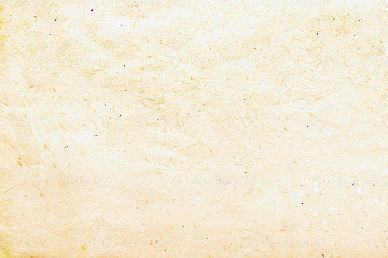 High-resolution close-up of yellowed vintage paper texture with natural fibers and a rustic, aged appearance. photo