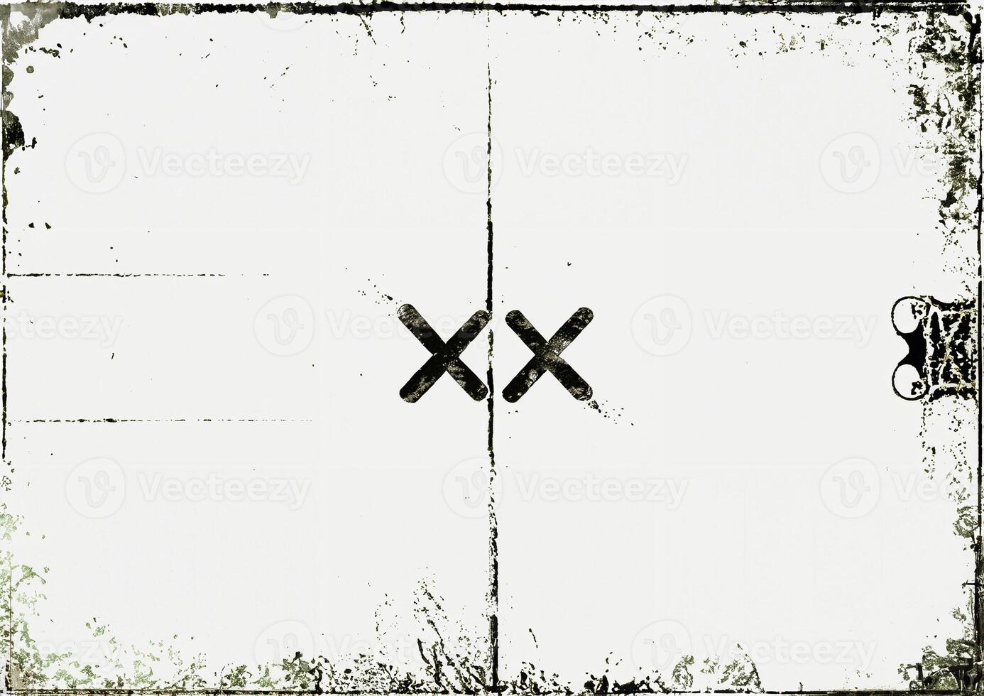 A retro grunge-style frame texture with black distressed edges on a light background, ideal for overlay effects. photo