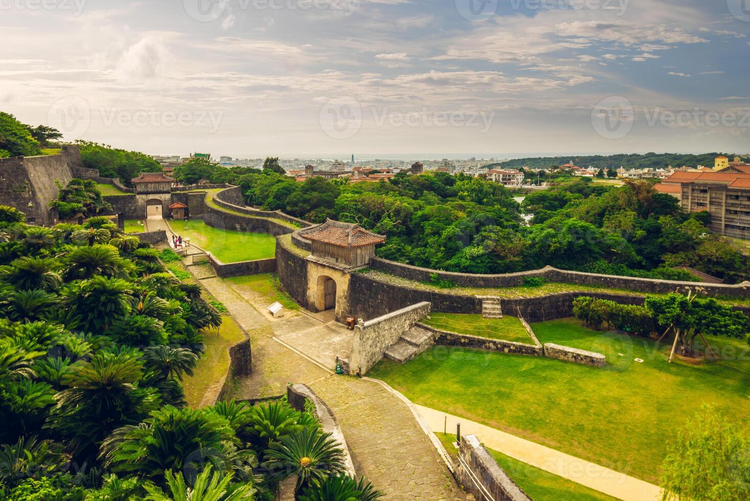 view over Kankai Mon, the first front gate of the outer wall of Shuri Castle in Okinawa, Japan photo