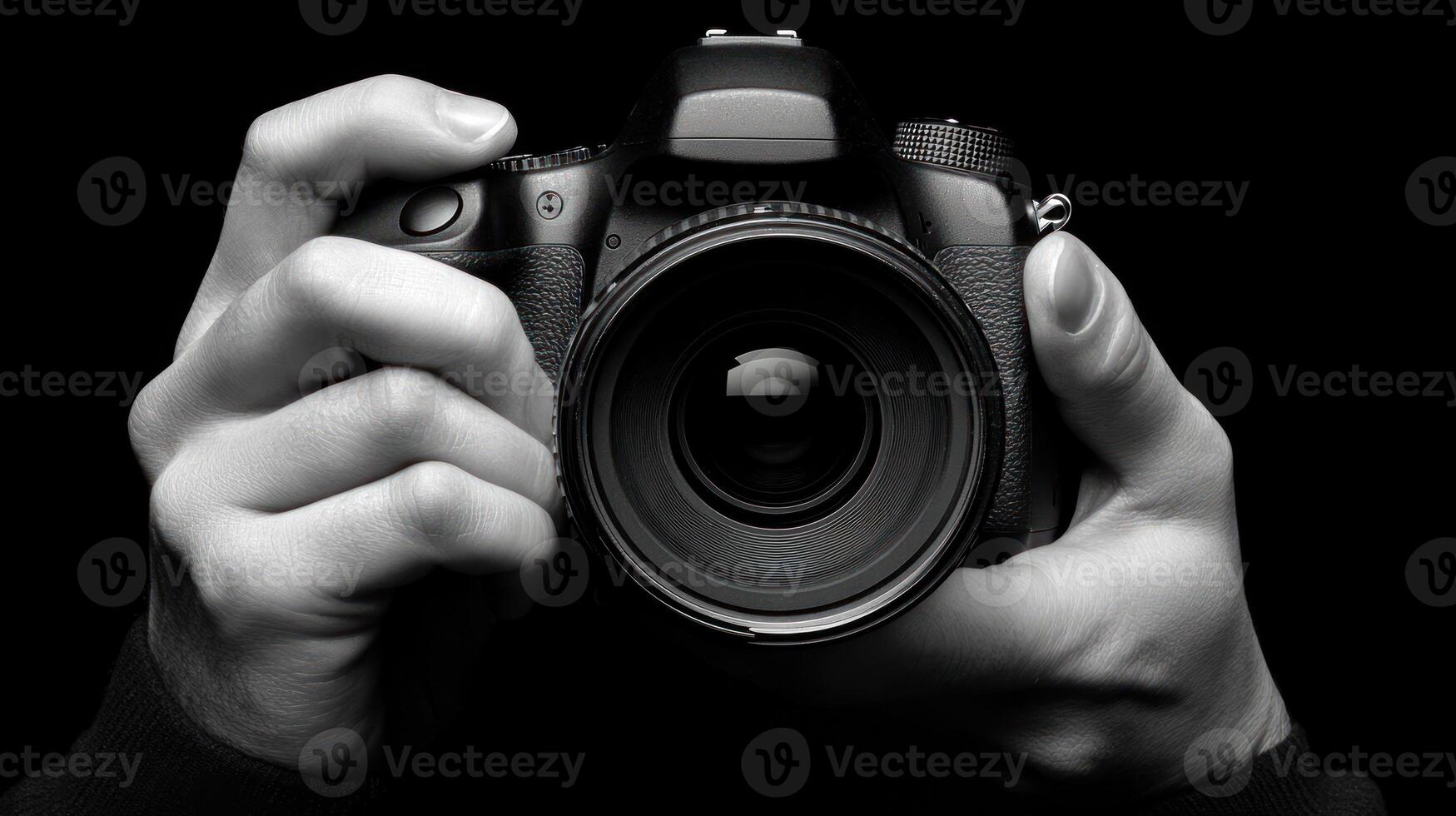 A person holds a camera firmly, focused on capturing a moment in low light photo
