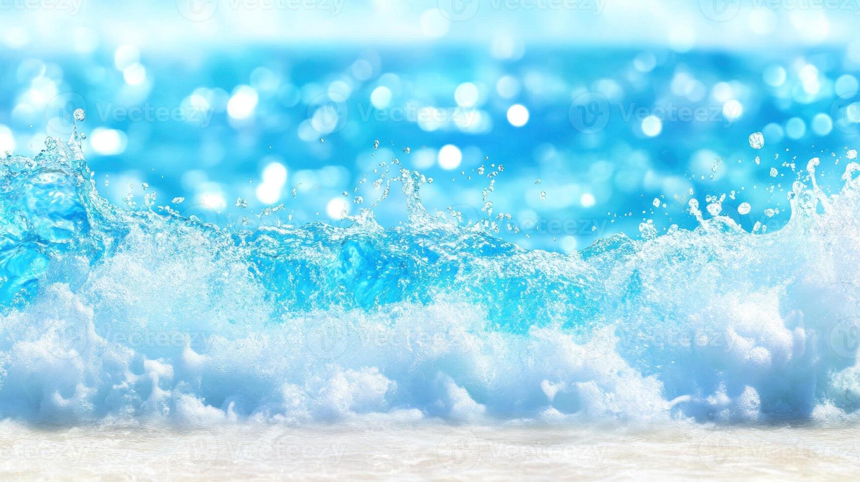 Waves roll onto the sandy beach, creating a refreshing atmosphere under the bright sun photo