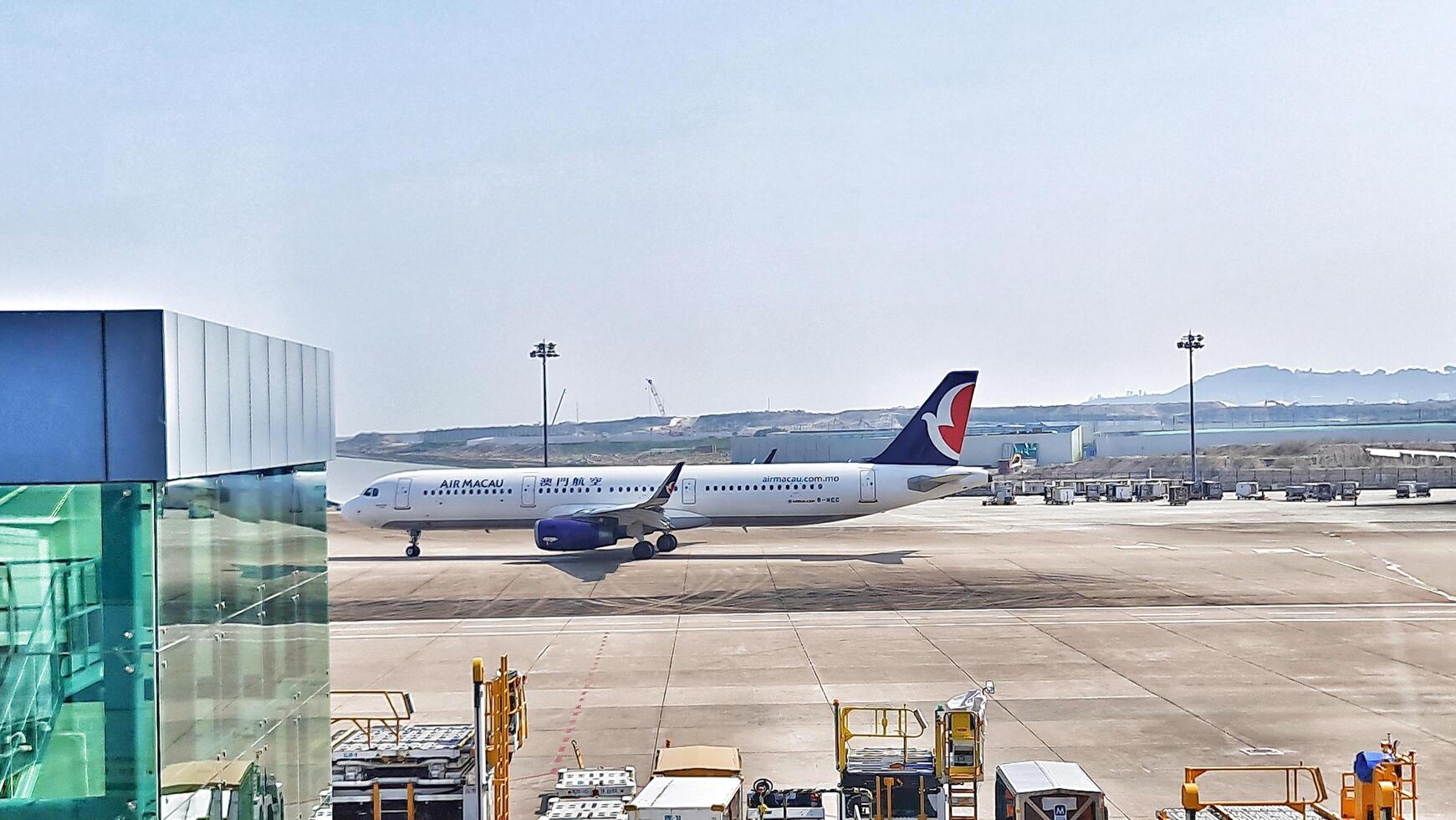 Taipa, Macau on 6 Nov 2024. Air Macau Jet at Airport Serene Daytime Vista photo