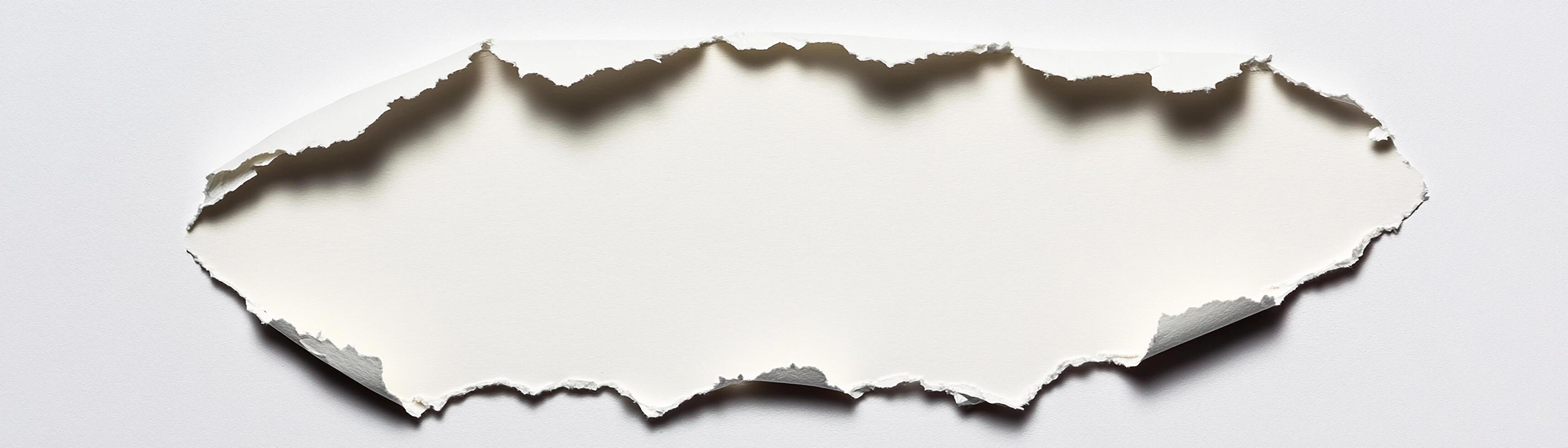Torn paper edge on a white background for creative design. photo