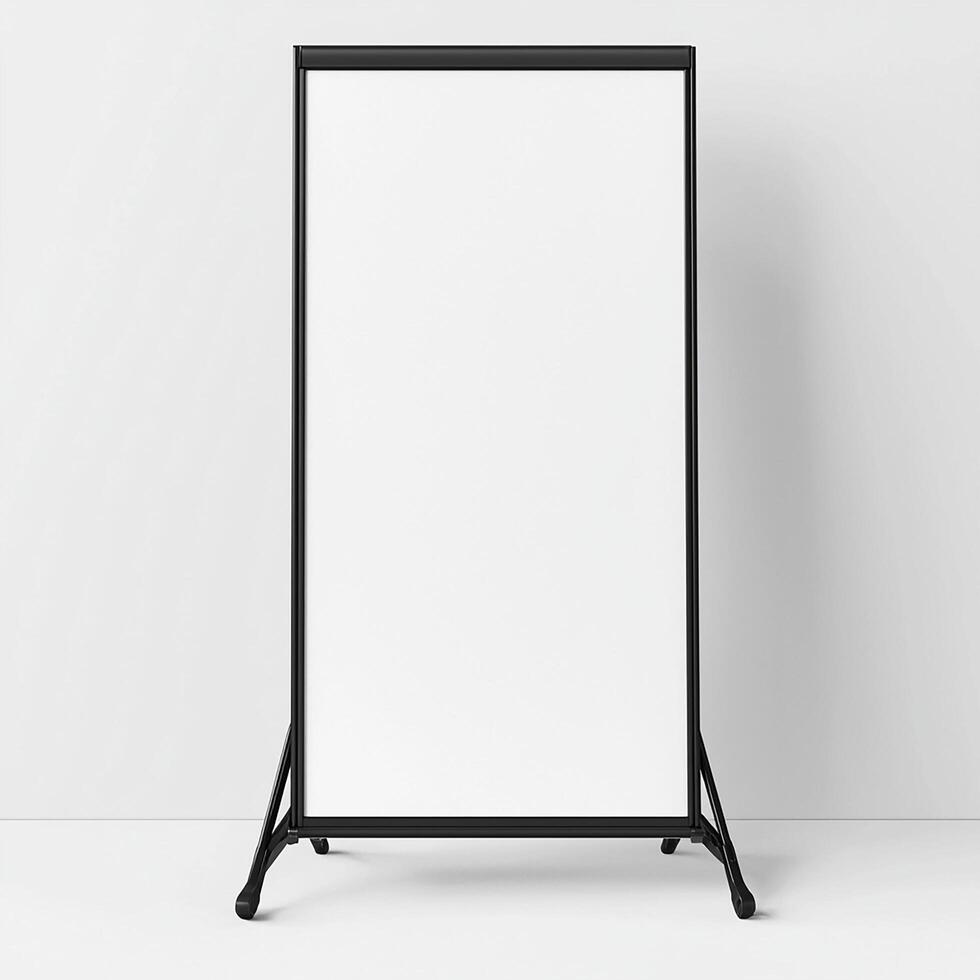 Minimalist black frame signboard on a white background. photo