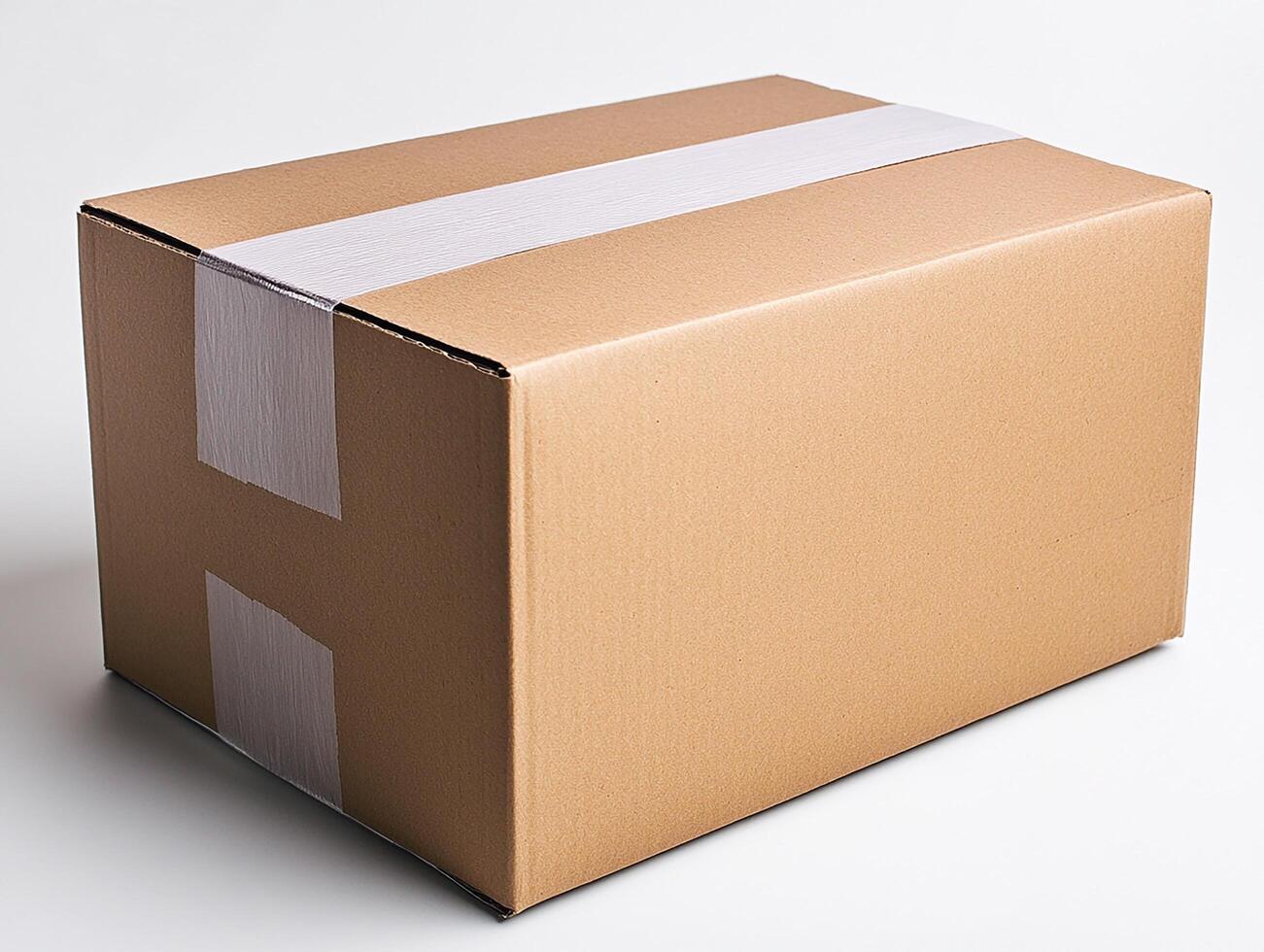 A simple brown cardboard box ready for shipping and storage. photo