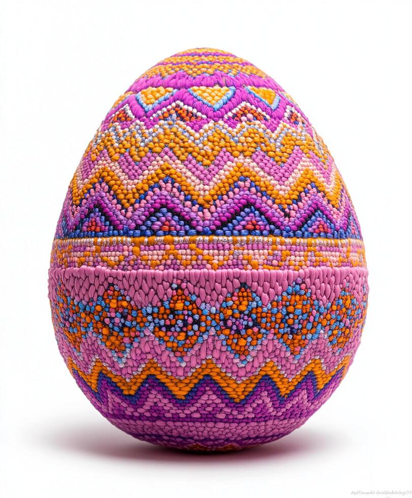 Colorful decorative egg with intricate bead patterns and designs. For Easter egg photo