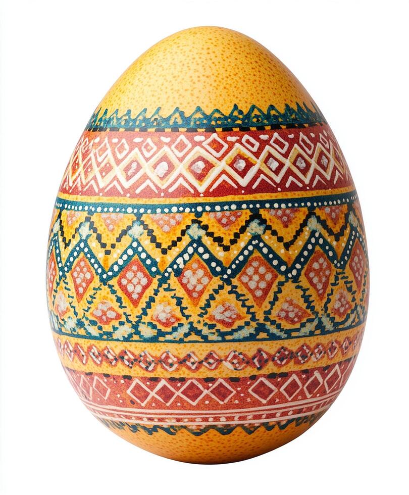 Colorful decorative egg with intricate patterns and designs For Easter egg photo
