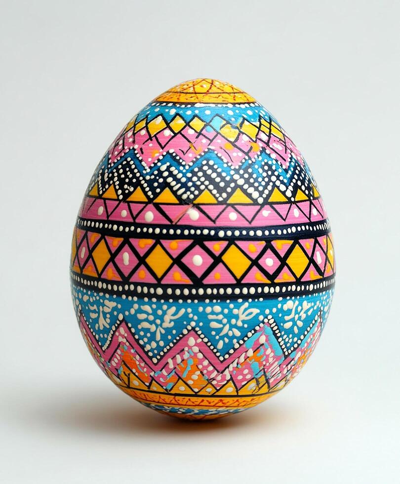 Vibrantly decorated Easter egg with intricate patterns. For Easter egg photo