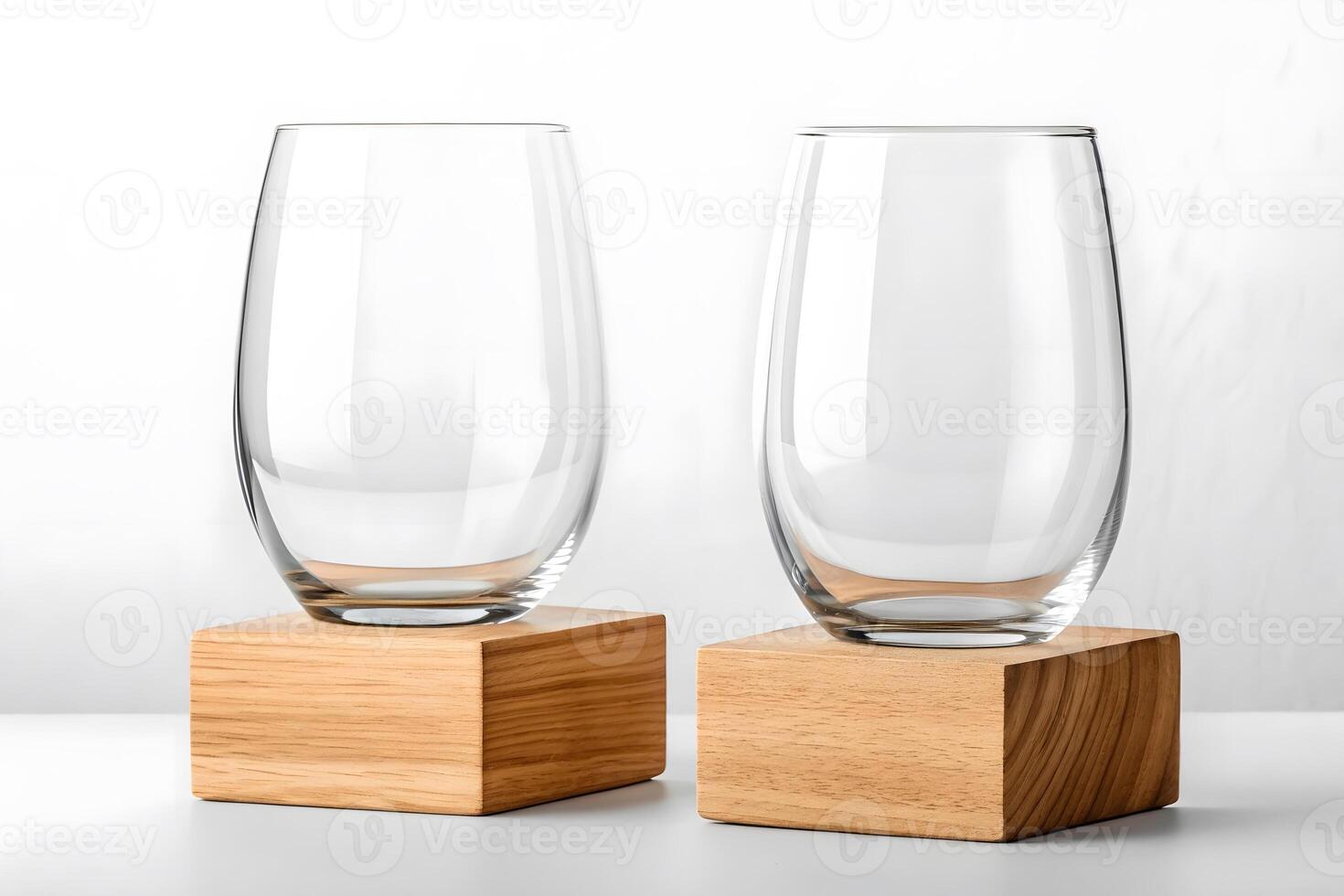Romantic Stemless Wine two Glass Mock Up photo