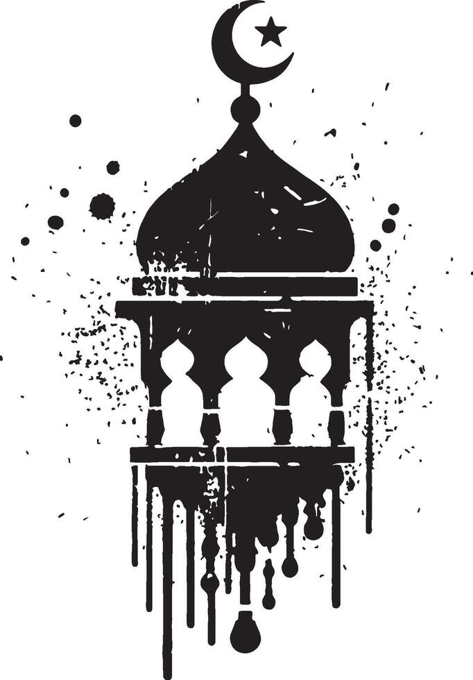 Ramadan Mubarak Concept with Praying Silhouette vector