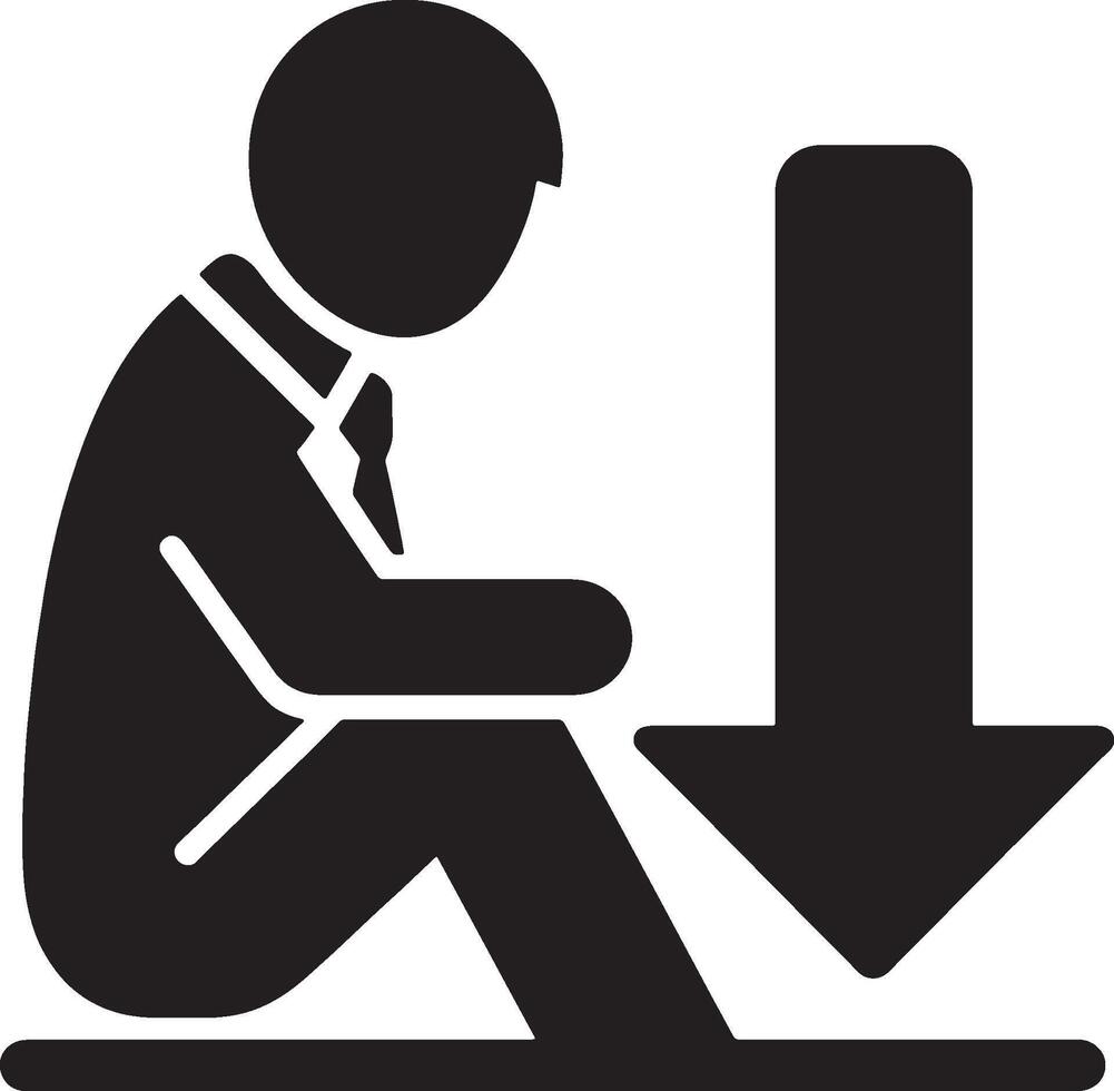 Businessman figure with descending arrow concept for reduction vector