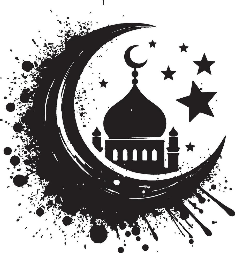 Ramadan Mubarak Background with Prayer Silhouette vector