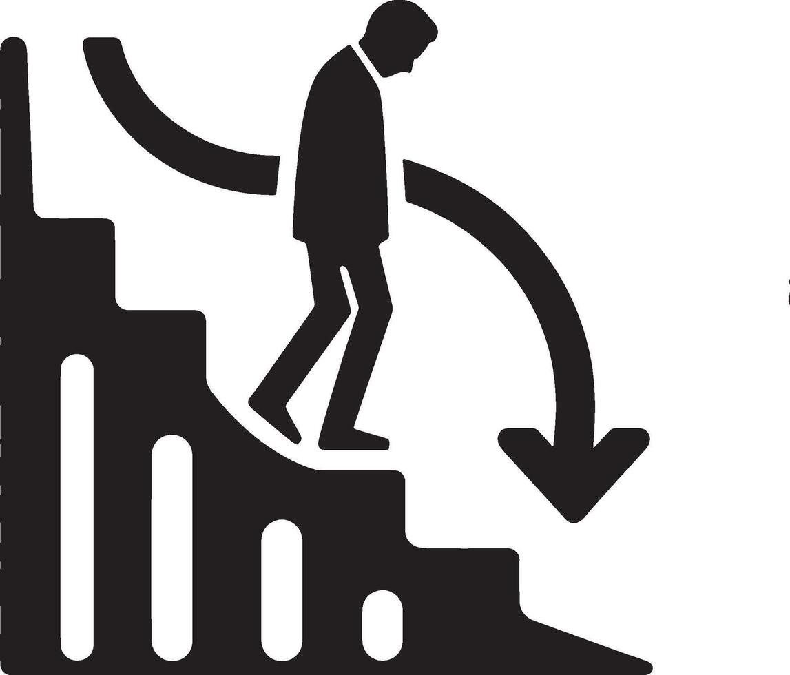 Man icon with arrow pointing down vector