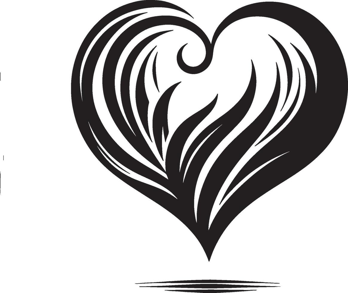 Romantic Love Heart Silhouette Design vector