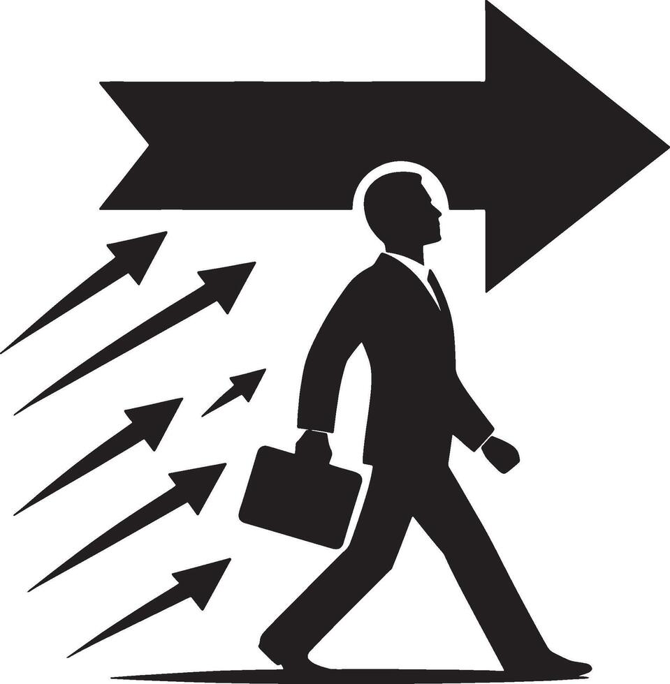 Arrow pointing forward with male figure vector