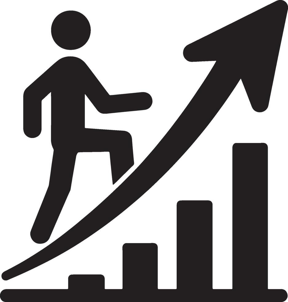 Man silhouette with upward arrow business success vector