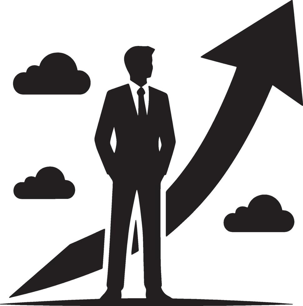Male icon with upward arrow for corporate growth vector