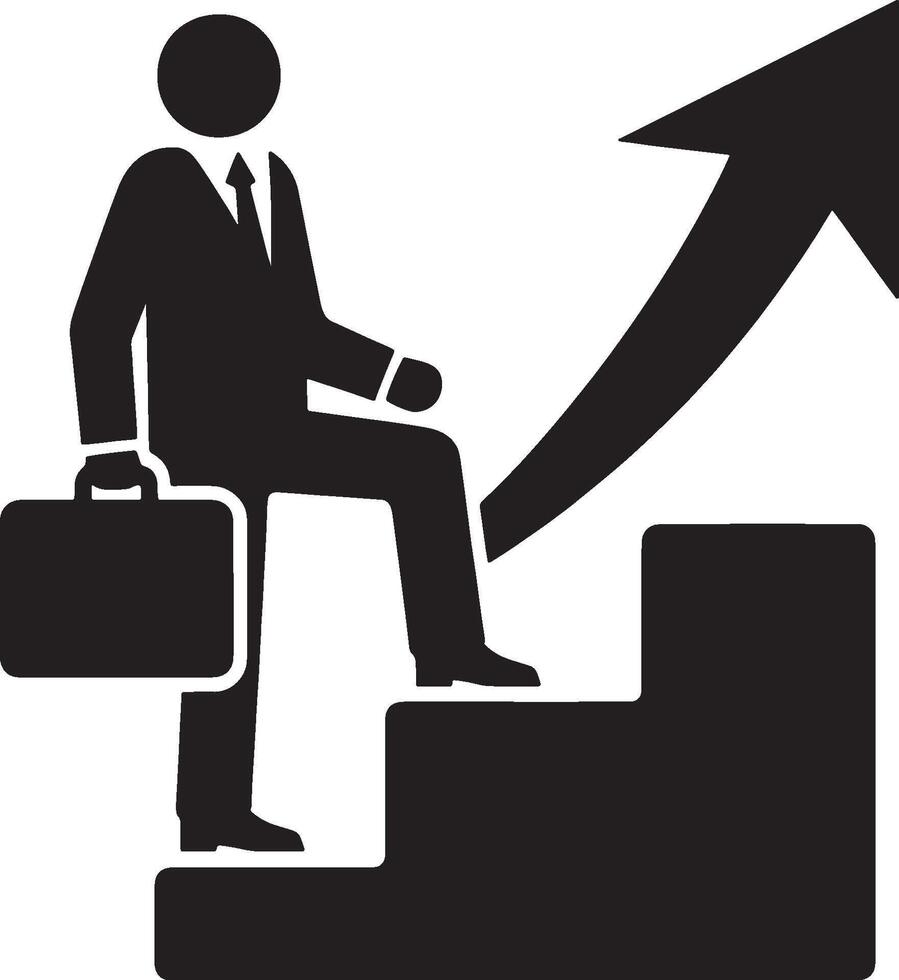 Business growth concept with man silhouette and arrow vector