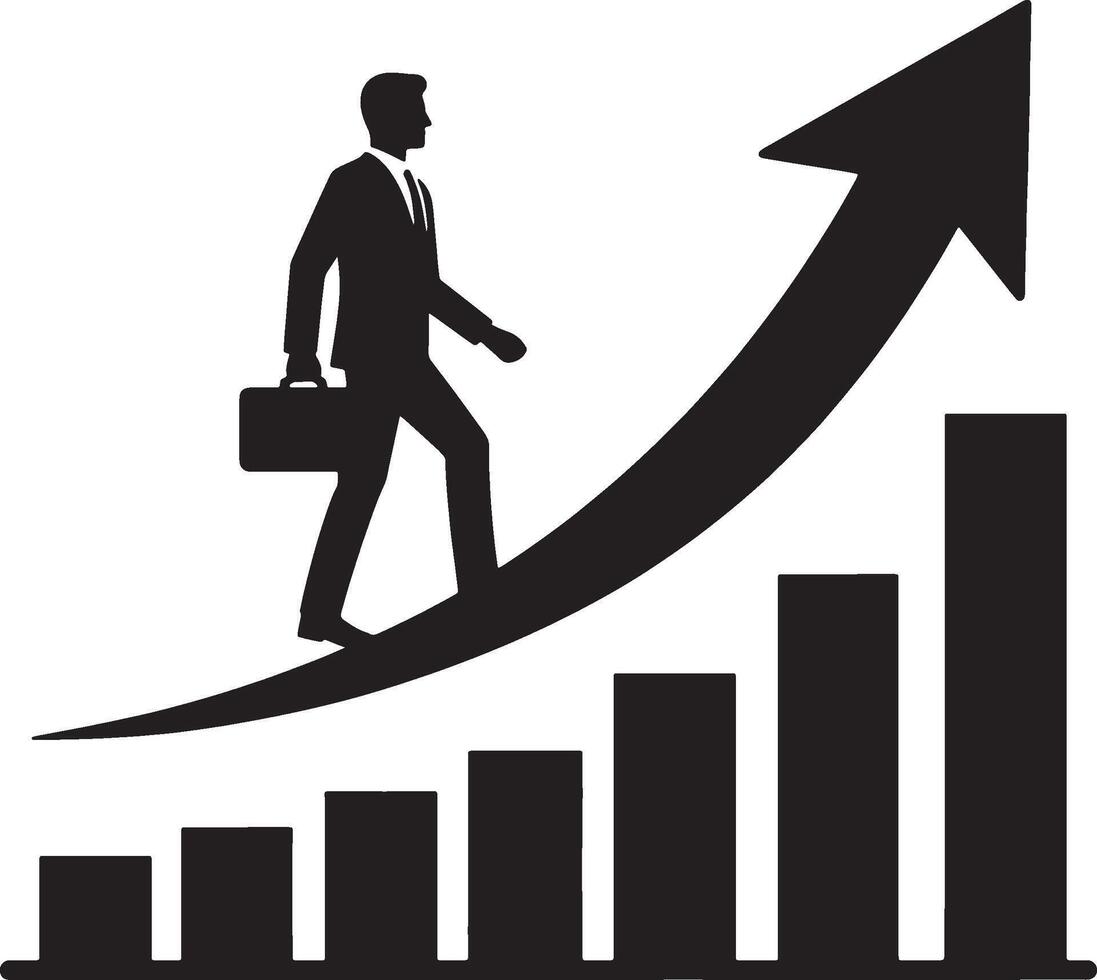 Arrow growth symbol with male silhouette design vector