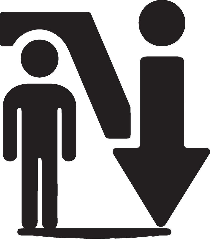 Male silhouette and downward arrow symbolizing decline vector