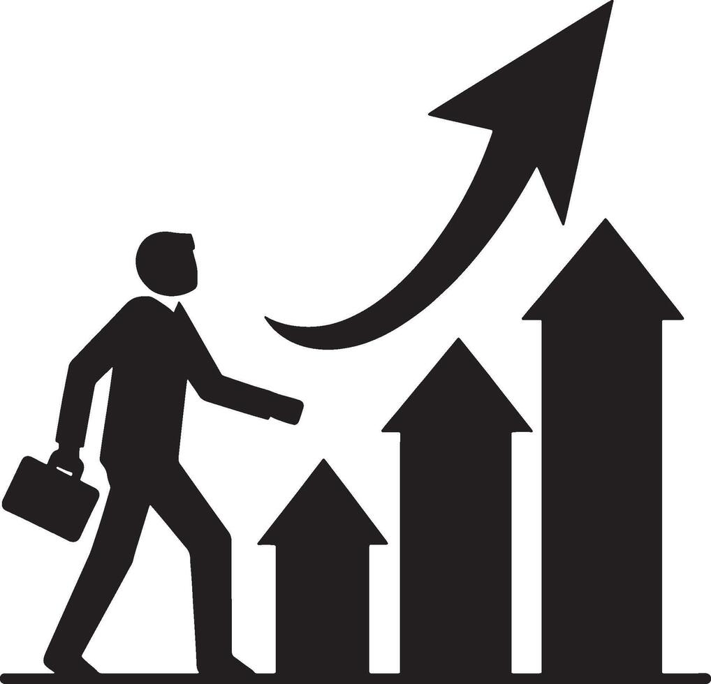 Man silhouette and arrow for positive trend design vector