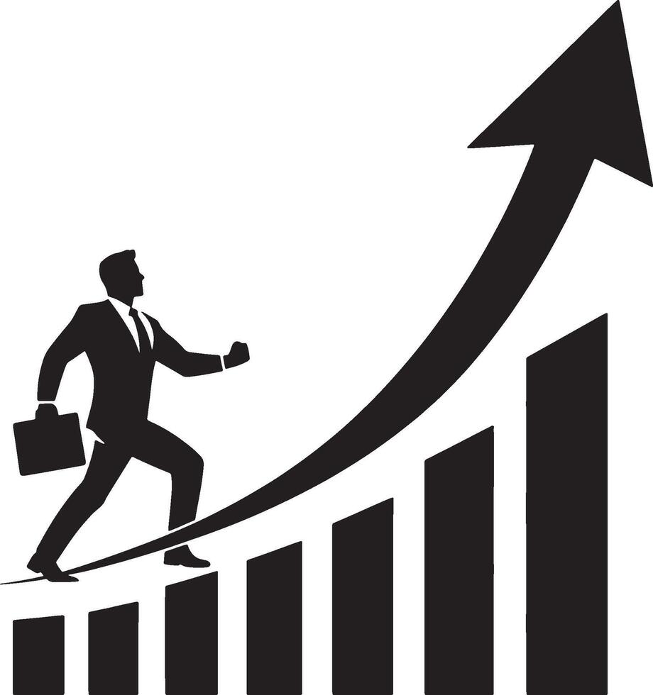 Growth arrow and man silhouette for corporate design vector