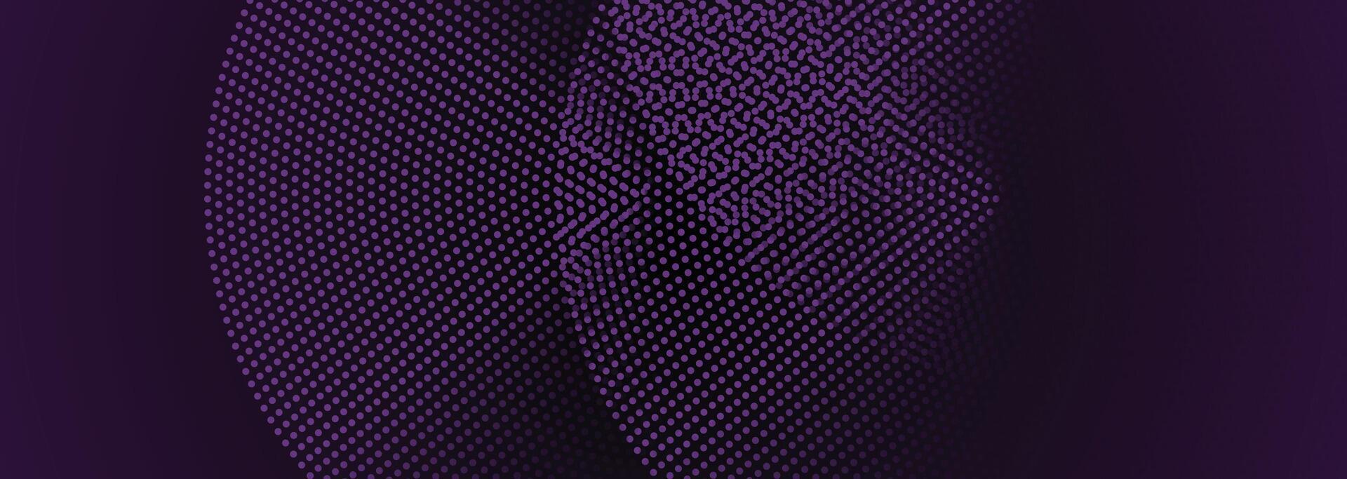 Abstract dark purple, pink gradient background with flowing geometric particles and dotted wave for digital technology and music designs vector