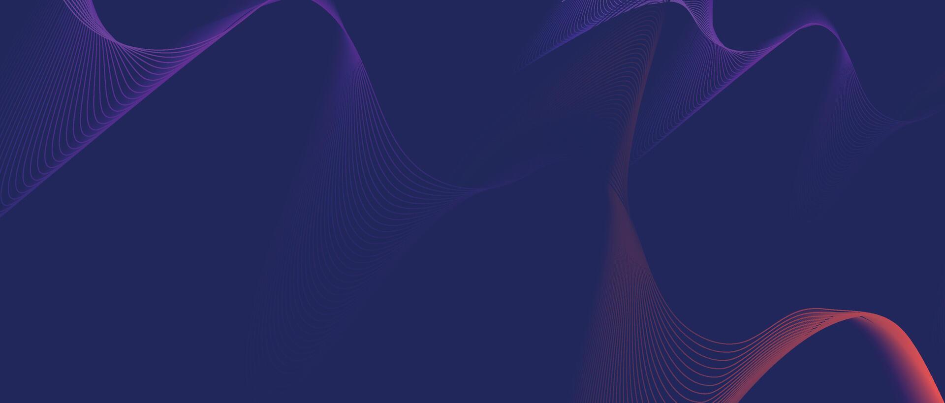 Glowing wave lines abstract technology background with modern gradient and glowing circles for website header or banner vector