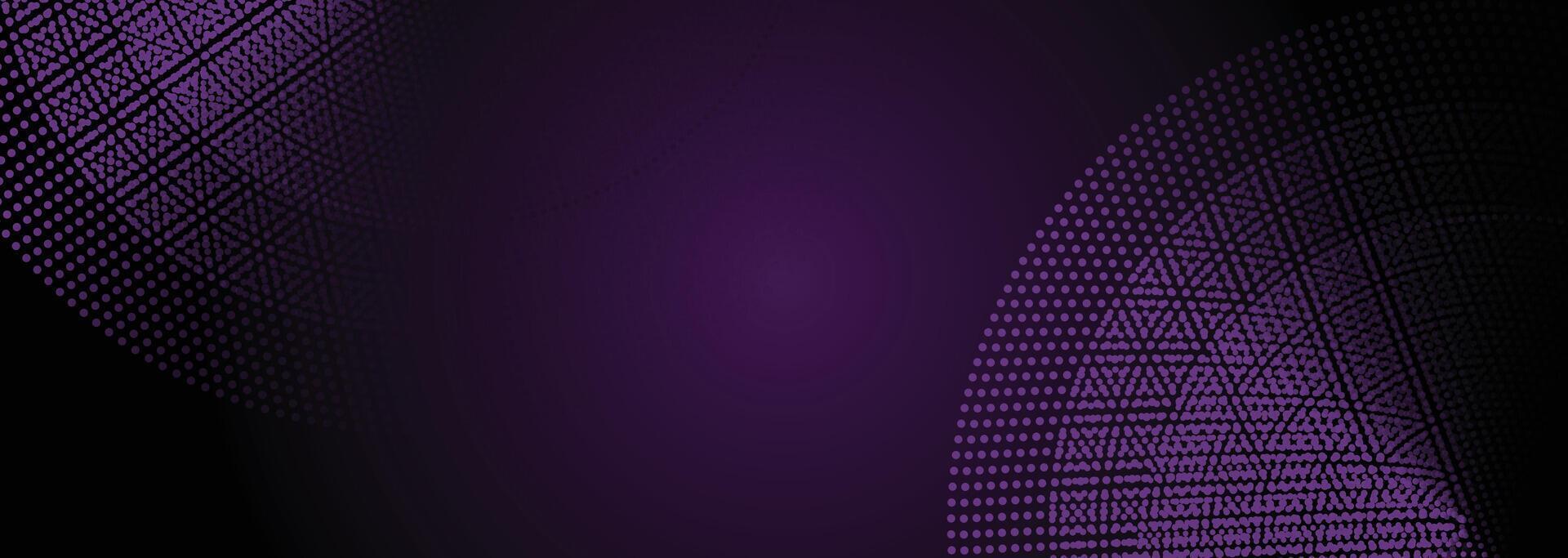 Abstract dark purple, pink gradient circles with flowing dots and geometric technology design for digital music and web backgrounds vector