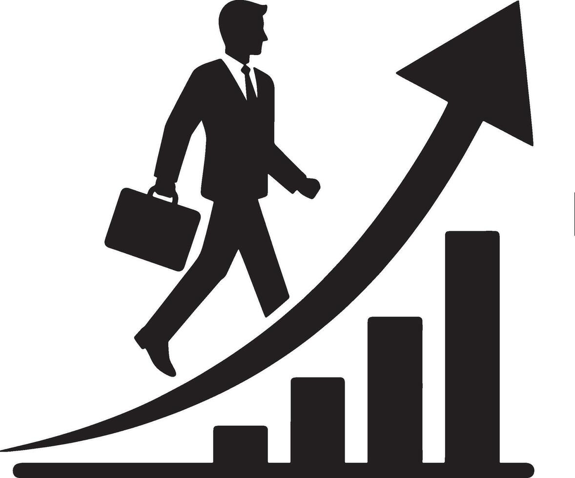 Businessman icon with upward arrow for growth vector