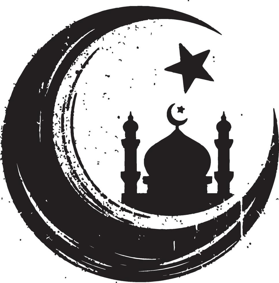 Man Praying Silhouette in Ramadan Mubarak Design vector
