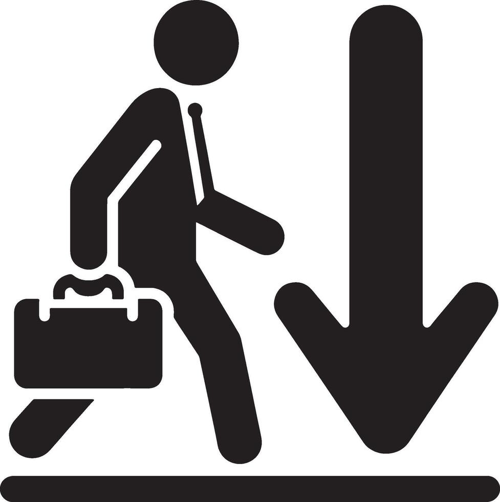 Man silhouette and downward arrow graphic vector