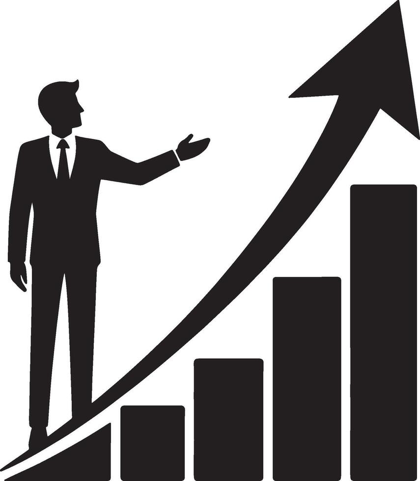 Arrow with man icon for progress and advancement vector