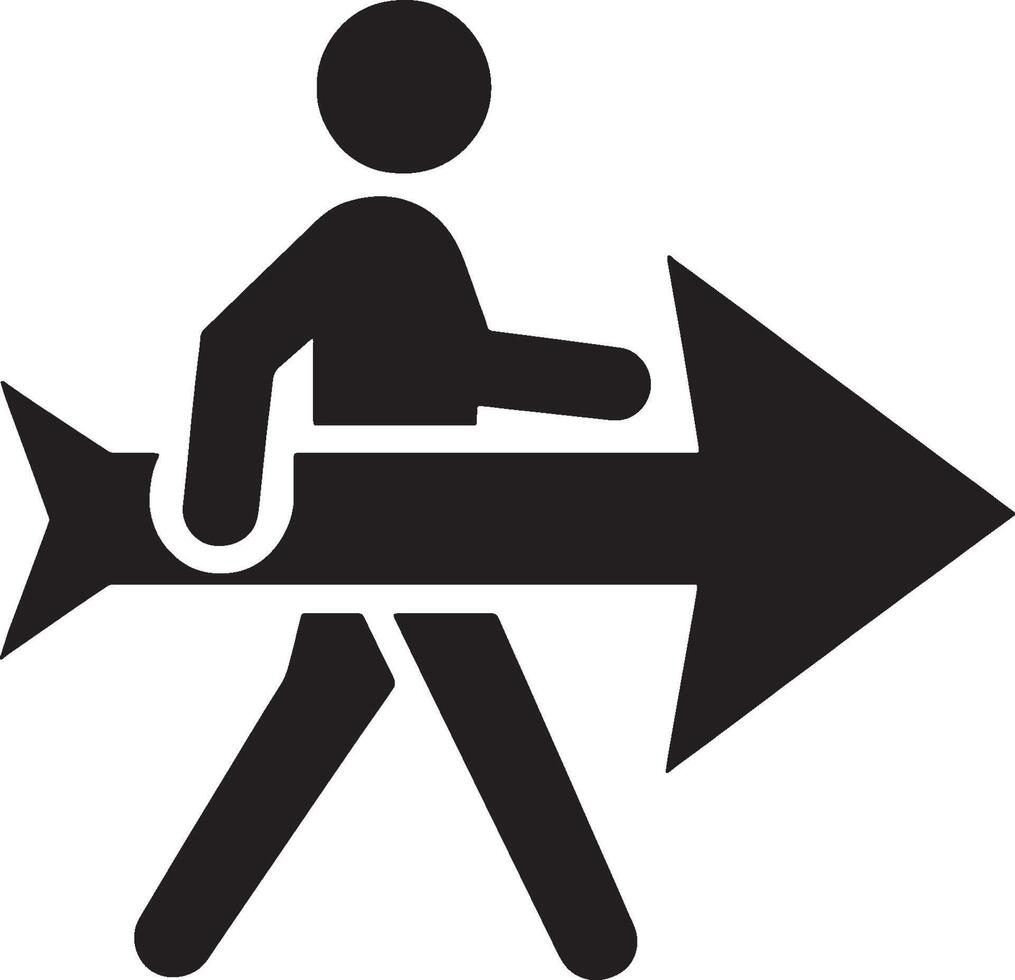 Arrow guiding man silhouette to goal vector