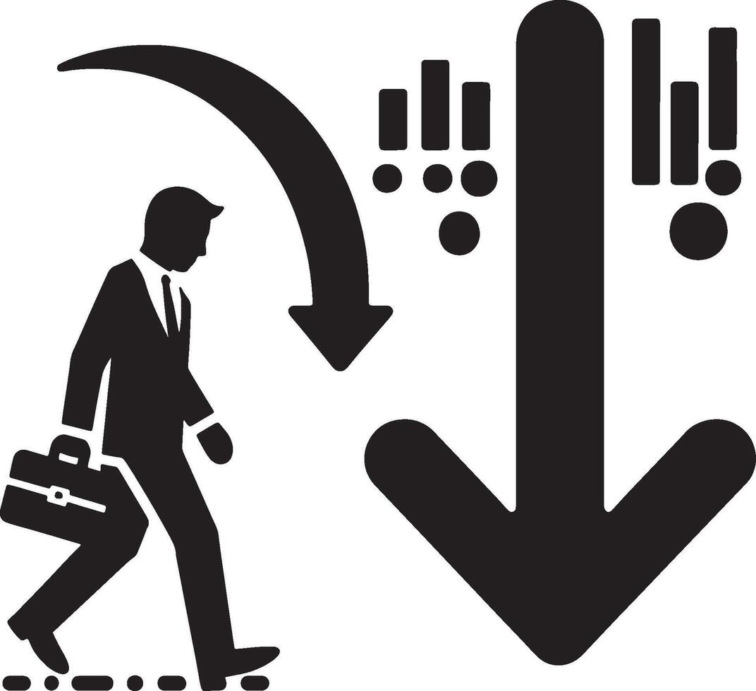 Arrow and man silhouette for decrease theme vector