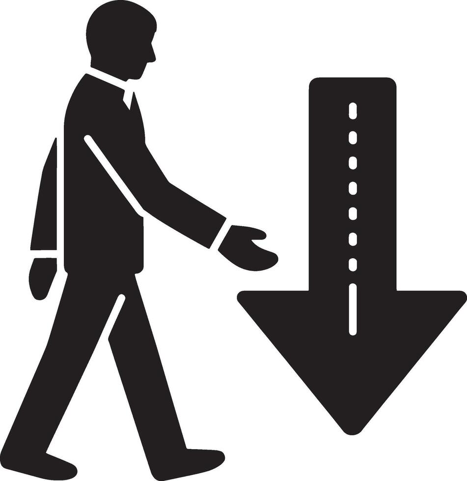 Decrease arrow with human silhouette vector