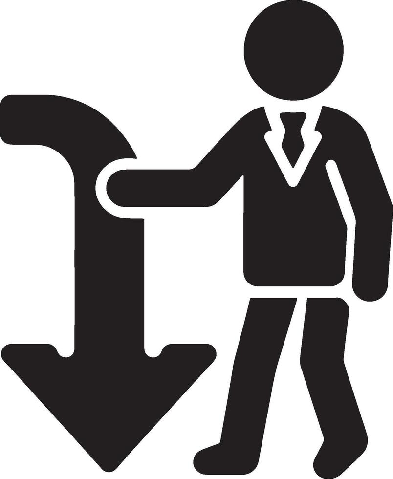 Arrow pointing down with man icon vector