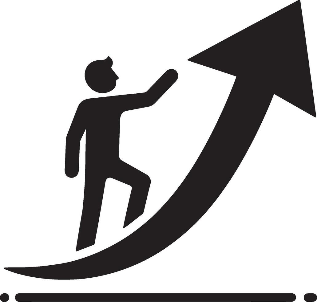 Man figure and arrow for progress and development vector