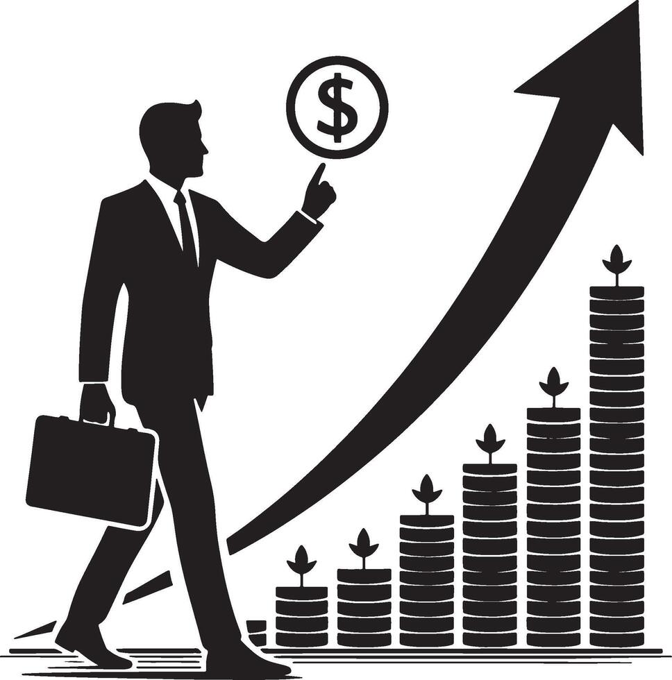Arrow pointing up with man silhouette for success vector
